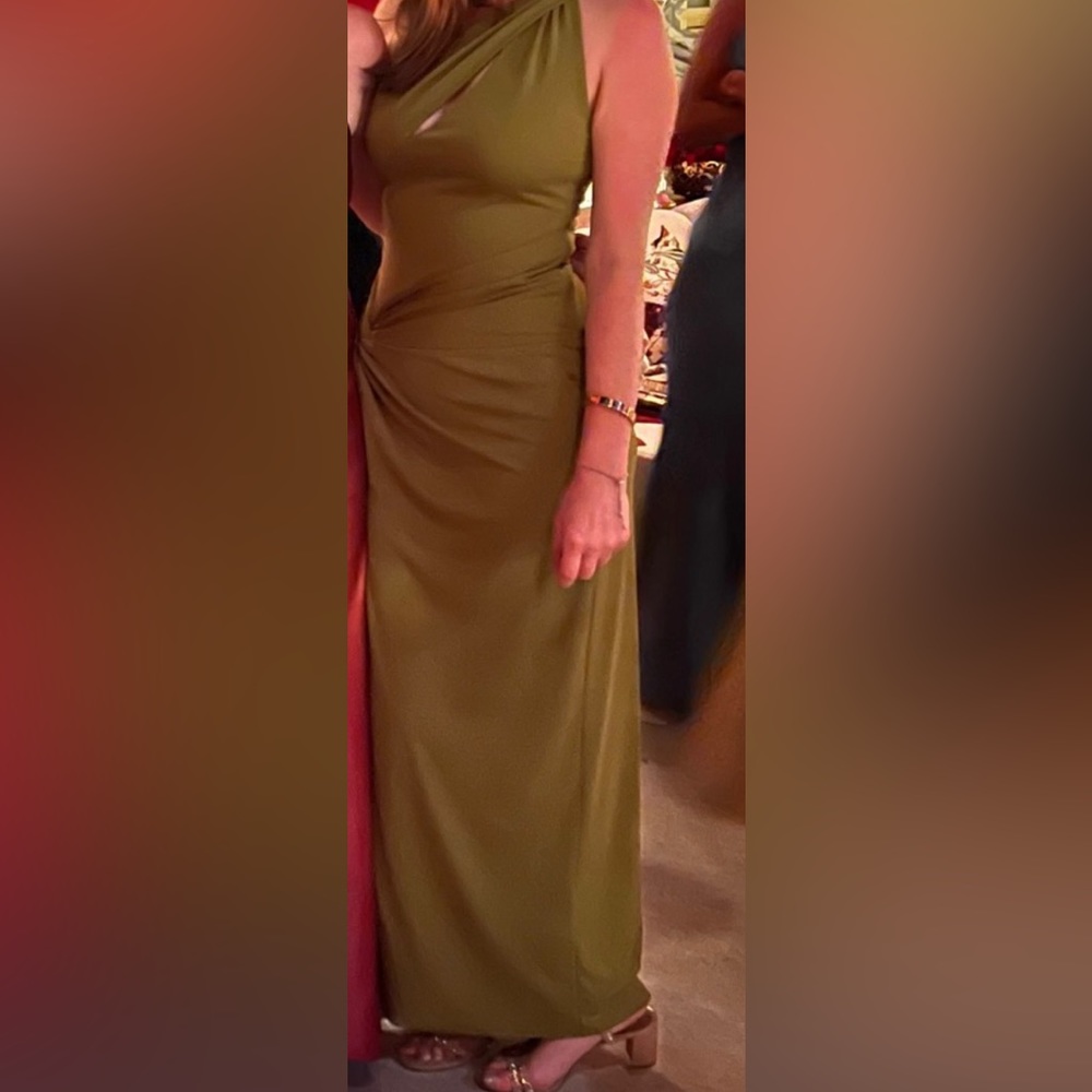 lime green one shoulder gown